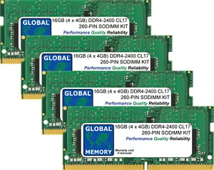 16GB (4 x 4GB) DDR4 2400MHz PC4-19200 260-PIN SODIMM MEMORY RAM KIT FOR LAPTOPS - Picture 1 of 1