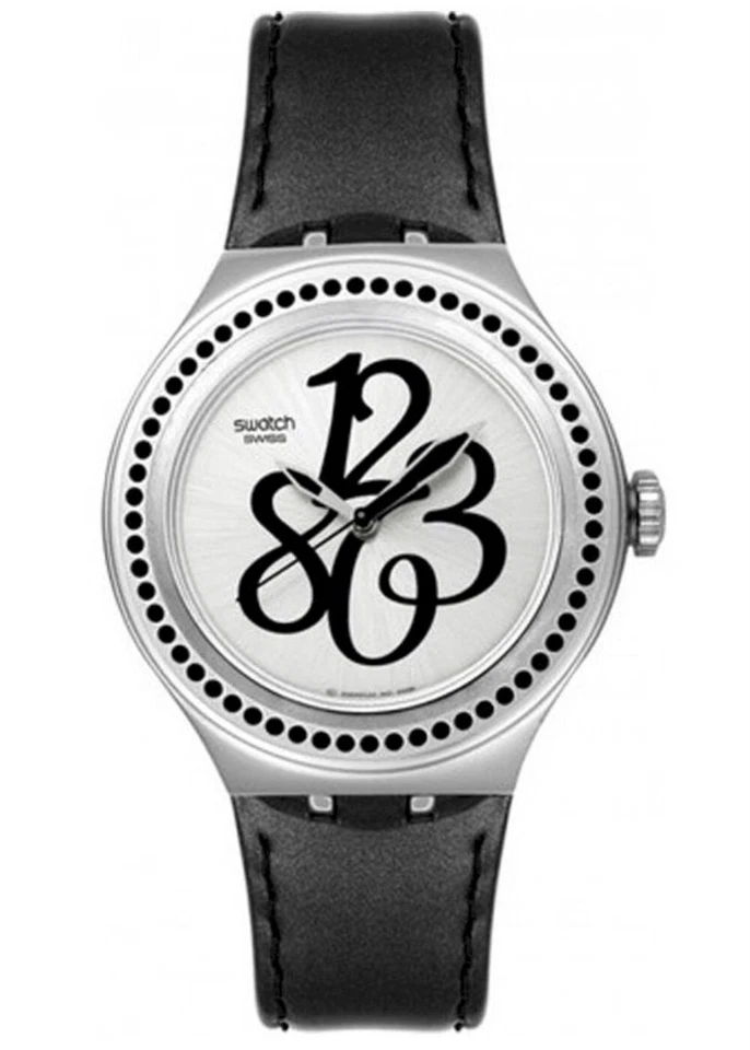 Unisex Swatch YNS111 Analogue Silver Dial 45mm Watch