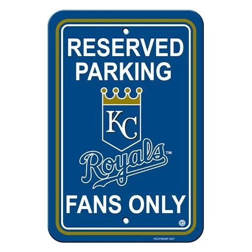 KANSAS CITY ROYALS MLB 12" X 18" VENTILADOR LETRERO DE ESTACIONAMIENTO DECORACIÓN DE PARED ENVÍO GRATUITO Foto 1 de 1