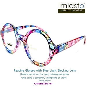MIASTO REDONDO "MANZANA" GAFAS DE LECTURA PARA COMPUTADORA GRANDES + 1,25 OVERSIZE ~ LUZ ANTI-AZUL - Imagen 1 de 2