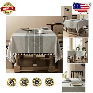 Durable Heavyweight Grey Tablecloth 54x108 Inch – Machine Washable Convenience - Picture 1 of 9
