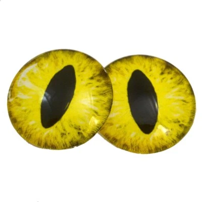 Par de cabujones de espalda plana taxidermia ojos de vidrio de gato amarillo brillante Foto 1 de 4