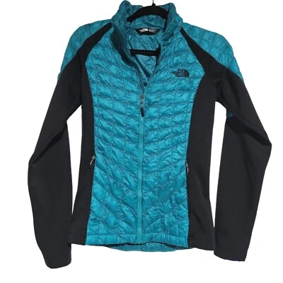 Chaqueta híbrida para mujer The North Face XS Momentum Thermoball cremallera frontal verde azulado negra Foto 1 de 4