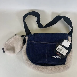 Jansport Chill Out Denim/Cord Combo 452 Shoulder Bag Messenger Denim & White - Picture 1 of 13
