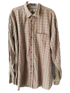 Cutter & Buck Shirt Lg Slv Button Down Collar Brown Beige Check Size XLT #13108 - Picture 1 of 4