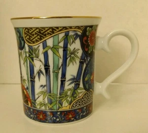 Seizan Fine China Japan Bamboo Asian Blue Gold Coffee Mug Cup - Picture 1 of 6