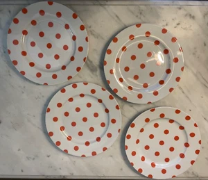 Isaac Mizrahi New York Orange Luxe Dot Luncheon Plates Set of 4 - Picture 1 of 6