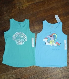 2- NWT Girl's Graphic Tanks, Sz L (10-12) - Picture 1 of 5