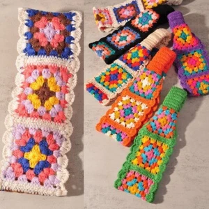 NEW Floral Patchwork Crochet Knit 100% Cotton Soft Hair Accent Headband Hairband - Picture 1 of 16
