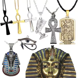 Ancient Egypt Symbols Ankh Eye Of Horus Pendant Necklace Jewelry - Picture 1 of 100