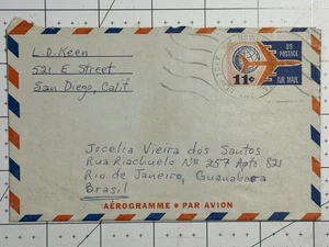 USA 1962 11c Jet Air Mail Aerogramme San Diego to Brazil Rio de Janeiro - Bild 1 von 2