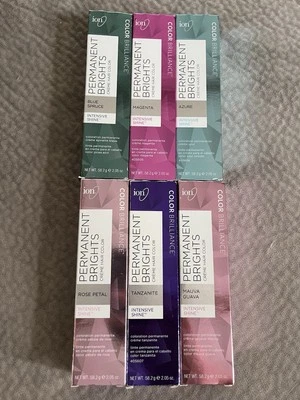 Lote de 6 Brillos Permanentes Marca ION Color de Cabello Magenta, Rosa, Azul, Crema Azul Foto 1 de 4