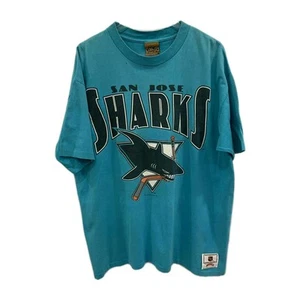Vtg 1993 Nutmeg Mills NHL San Jose Sharks T-Shirt USA Size L Hockey Graphic #66 - Picture 1 of 15