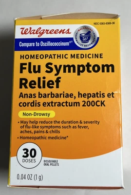 Walgreens Homeopathic Medicine Flu Symptom Relief-Non Drowsy 30 Doses Exp 03/28 - Image 1 of 4