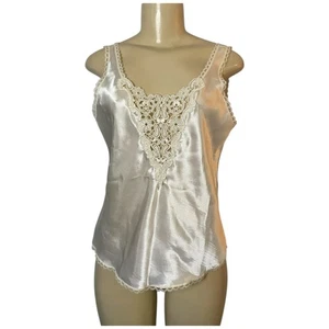 Top da notte vintage cinema Etoile lingerie piccolo raso pizzo ricamato avorio - Foto 1 di 6