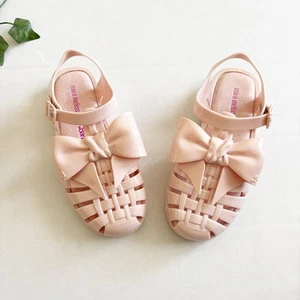 Mini Melissa X Barbie jelly bow sandals size 1 Girls Light Pink Jelly Shoes - Picture 1 of 9