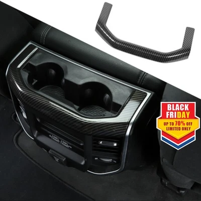 Carbon Fiber Rear Cup Holder Panel Trim Bezel for Dodge Ram 1500 2018 2019 2020 Foto 1 de 4