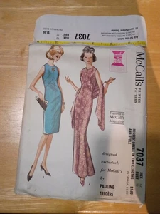 1960’s McCall’s Pattern 7037 Evening Gown Dress Stola Gr. 12 By Pauline Trigere - Bild 1 von 3