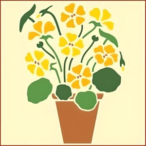NASTURTIUM POT STENCIL - BOTANICAL Flowers Basket DIY Mylar -The Artful Stencil - Picture 1 of 6