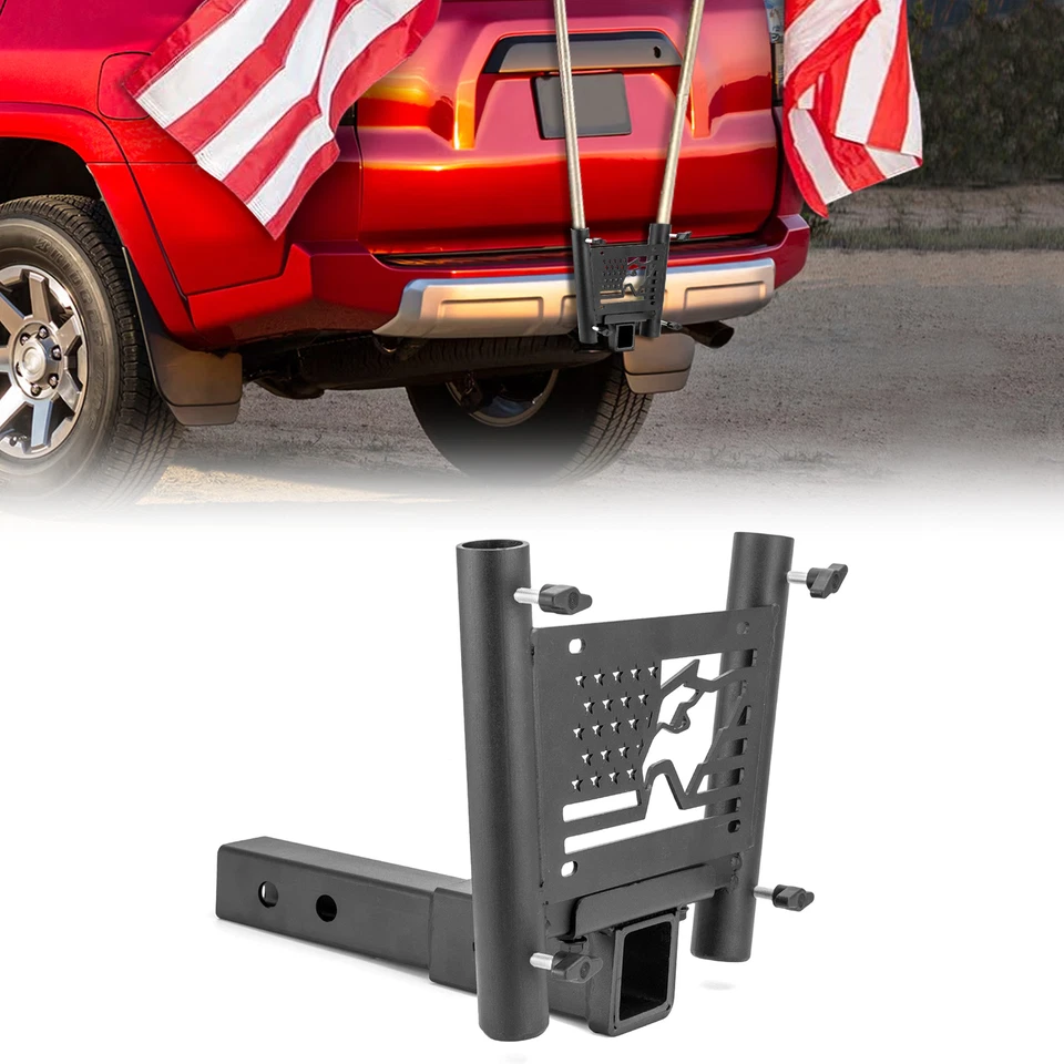 2''inch Receiver Hitch Mount Dual Flag Pole Holder for Ford Escape Explorer Edge - Image 1 of 4