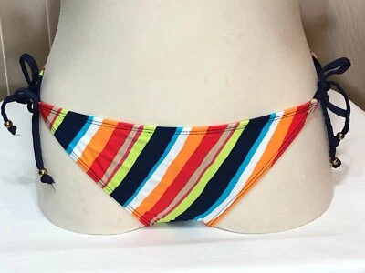 Tommy Hilfiger Low Rise Bikini Bottom 12 Swim Brief Side Tie Striped Womens - Image 1 of 4