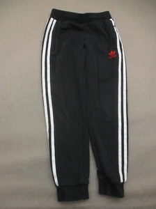 ADIDAS Size 7-8 YRS Kids Unisex Black Cotton Blend Pocket Jogger Track Pants 928 - Picture 1 of 8