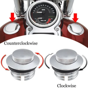 Chrome Flush Mount Pop Up Vented Fuel Tank Gas Cap For Harley Touring Left&Right - Picture 1 of 12