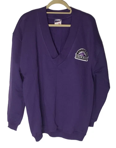 Vtg Colorado Rockies Purple V-Neck Sweat Top Men's Retro MLB Baseball XL By Bike Cover
