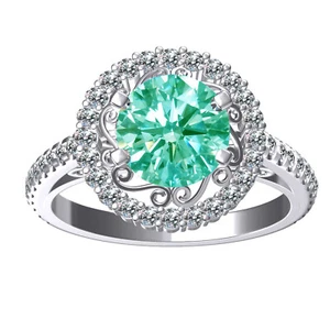 3+Ct Blue Color Round Moissanite Diamond Wedding Ring 925 Sterling Silver Size 7 - Picture 1 of 1