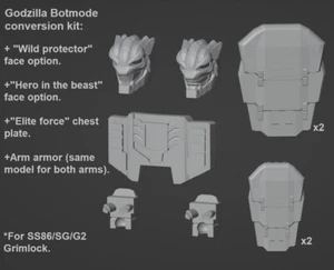 Transformers Godzilla Botmode unpainted upgrade kit for Leader Class Grimlock - Picture 1 of 2
