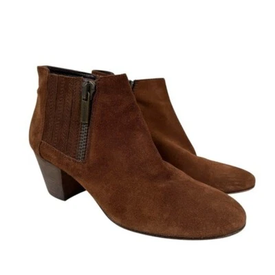Aquatalia Size 7 Fallon Chelsea Ankle Boots in Chestnut Suede - Imagem 1 de 4