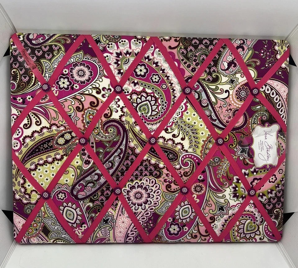 Vera Bradley Padded Bulletin Very Berry Paisley Pattern 24x18 Home Office Decor - Image 1 of 4