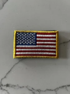 AMERICAN FLAG EMBROIDERED PATCH GOLD BORDER USA US w/ VELCRO® Brand Fastener - Picture 1 of 3