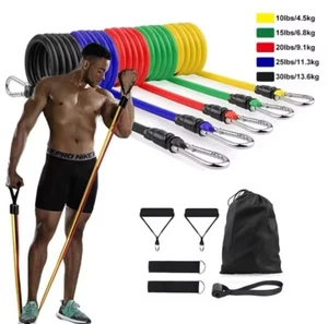 11 Stk. Set Crossfit Latex Widerstand Übungsschlauch Yoga Seilzug Fitness Gürtel - Bild 1 von 6