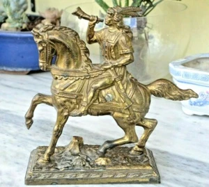 Horse With Knight Statue - METAL - Picture 1 of 10