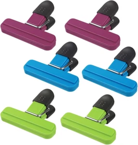 6 Pack Heavy Duty Food Clips for Chip Bags, Snack Storage, Assorted Colors - Picture 1 of 11