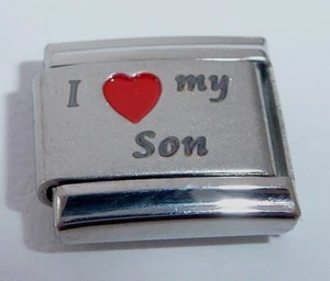I LOVE MY SON Italian Charm - Red Heart 9mm fits Classic Bracelets E406 Boy - Picture 1 of 11