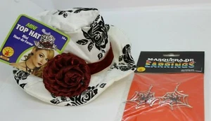 Rubie's Costume Mini Saloon Girl Hat w Metal Spider Earrings Halloween LOT - Picture 1 of 4
