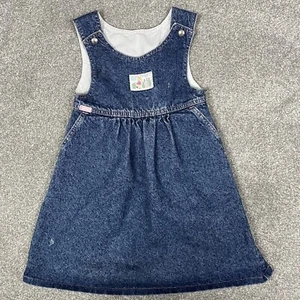 Lee Denim Jumper Girls Kids 6X Union Made Jean Dress Overall 80s Floral USA Made - Picture 1 of 10