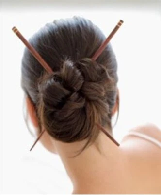 VTG Retro Japanese Chinese Mauve Wood Lacquer ChopSticks Hair Sticks PAIR (2) - Image 1 of 3