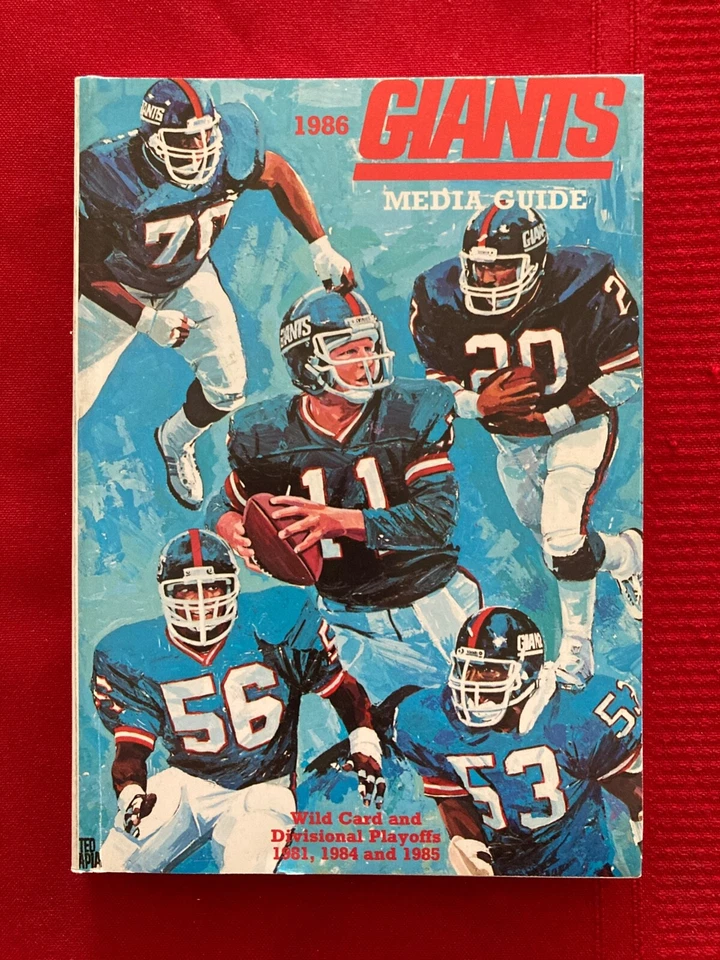 NFL New York Giants 1986 guía de medios / Campeones del Super Bowl XXI / Simms / Taylor Foto 1 de 1