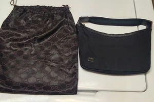 Authentic GUCCI Sherry Shoulder  Hand Purse Nylon Leather Black & Drawstring Bag - Picture 1 of 15