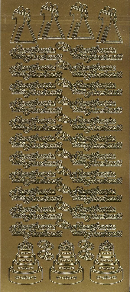 Zier-Sticker-Bogen-Menükarte zur Hochzeit-gold oder silber-5009 - Bild 1 von 1