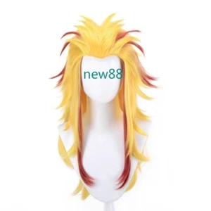 Demon Layer Rengoku Kyoujurou Cos Wig Bright Yellow Highlight Dyeing Dorsal Head - Picture 1 of 4