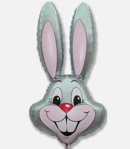 Giant Grey Easter Bunny Balloon, Rabbit Balloons - 35" Foil Balloons - Picture 1 of 1