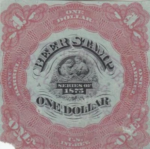 Estampilla de impuesto a la cerveza, Sc #REA 35, 1875, buena cancelación, esquina desgarrada (25033) - Imagen 1 de 1