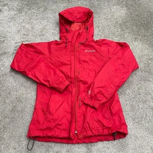 Columbia Omni Tech Arcadia II Windbreaker Jacket Womens XS Red Hoodie Full Zip - Picture 1 of 19