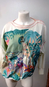 Vintage 90s Bonnie Boerer Appliqued & Embroidered Beach Scene Top Size 2x - Picture 1 of 4