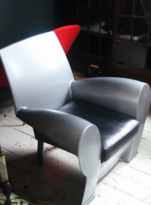 Silla Philippe Starck Richard III plateada moderna de mediados de siglo ~ ¡Súper rara! Foto 1 de 4