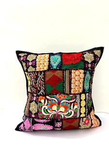 Vintage Handmade Embroidery Patchwork Cushion Cover  Boho Throw Cover - Picture 1 of 12